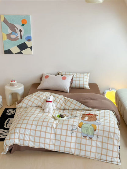 Double Yarn Cotton Bedding Set with Embroidery